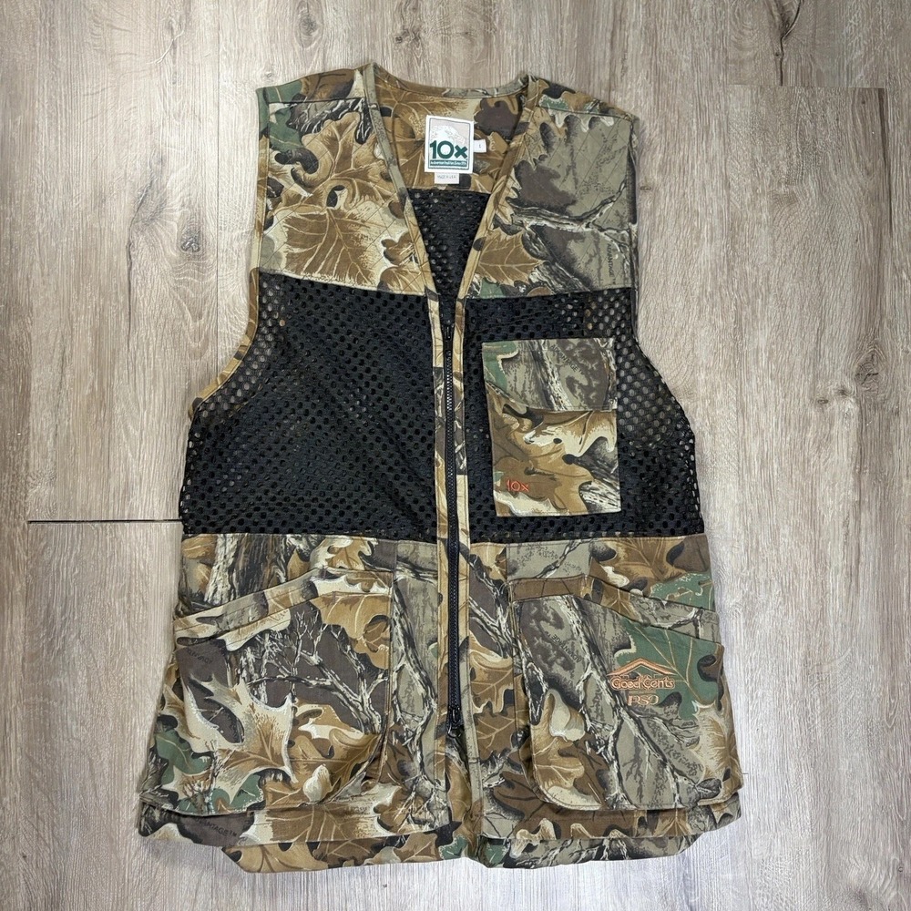 VTG 10x Camo Hunting Vest Large Made in USA Mesh Advantage Vintage